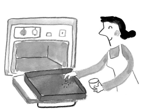 オーブンの汚れは天板が熱いうちに塩をふって落とす