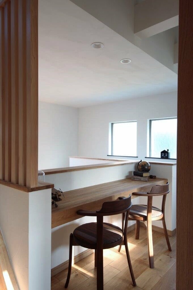 吹き抜けの上のワークスペース