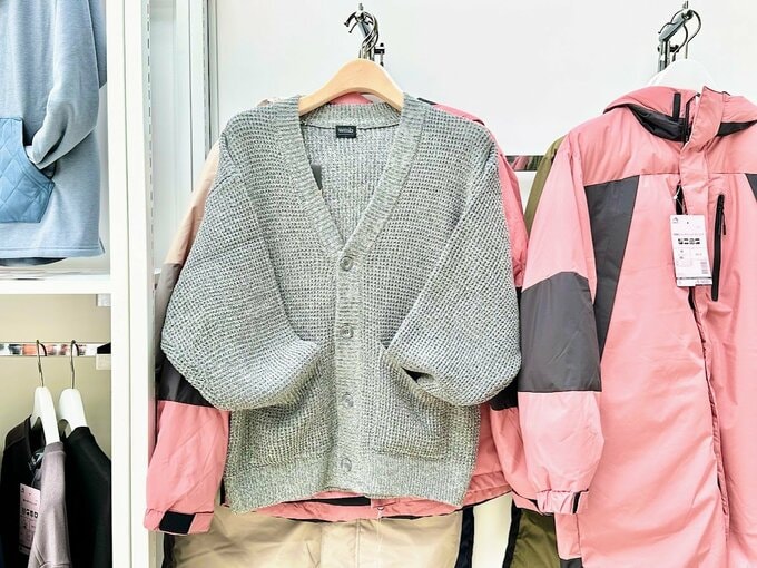 「ワイドフィットカーディガン」 グレー杢 1,900円