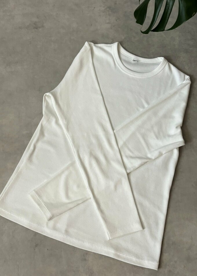 ソフトリブクルーネックT
