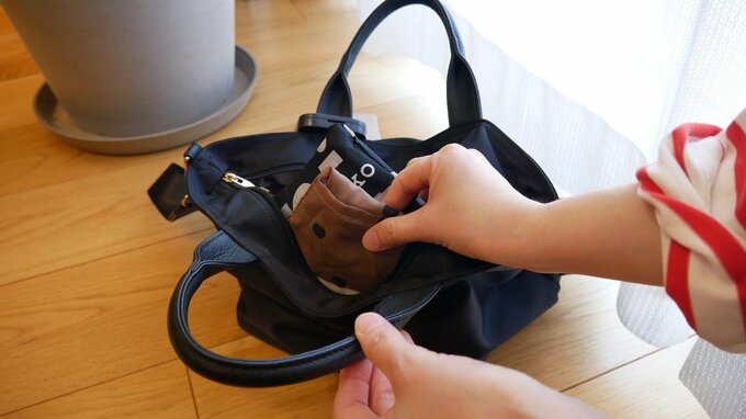 内ポケットに入れたバッグ