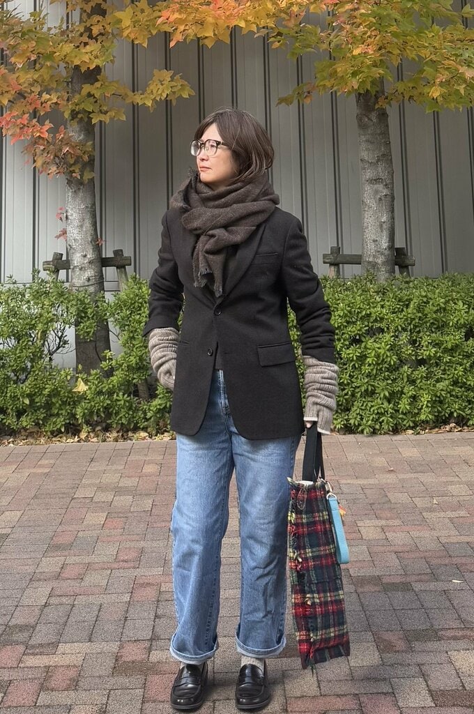 50代ストールコーデ1