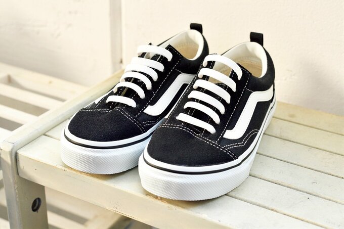 結ばない靴紐を装着した様子