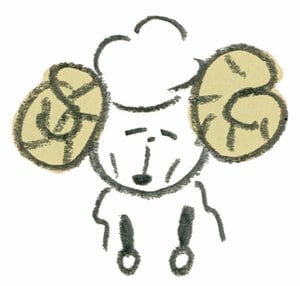 疲れがとれずげっそりしているひつじのキャラクターのイラスト