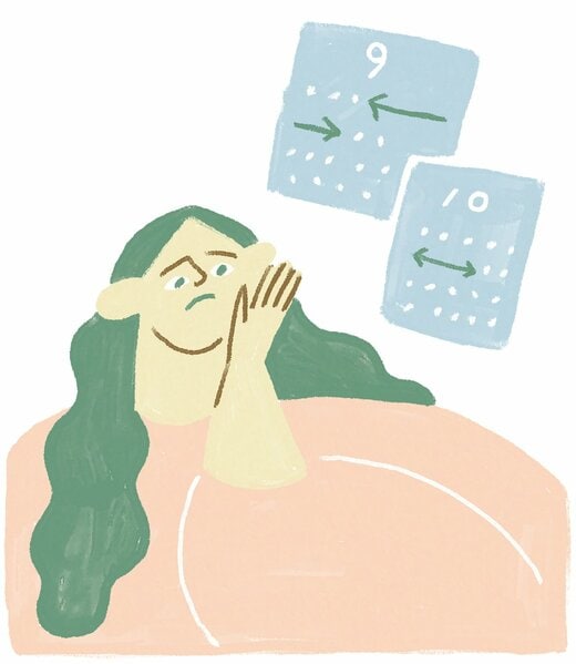 頬に手を当てて困っている女性のイラスト