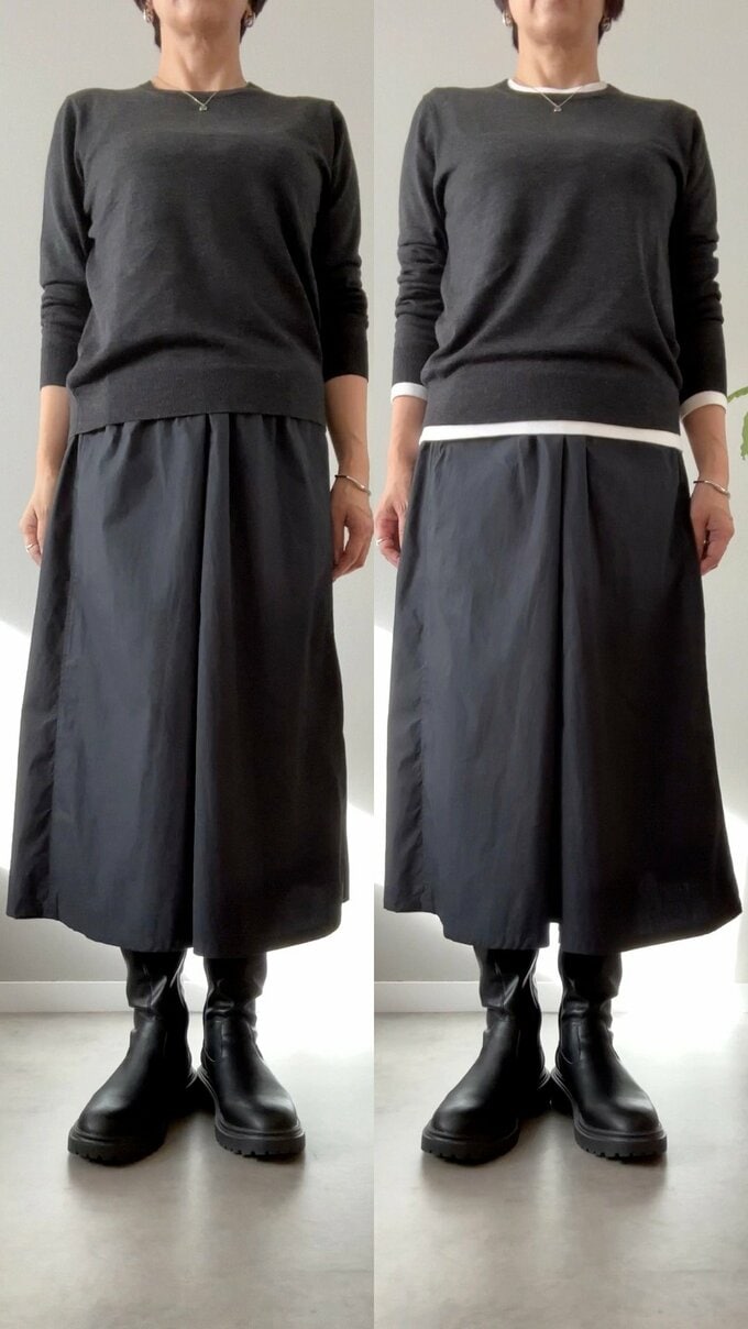 着用ありなしの比較