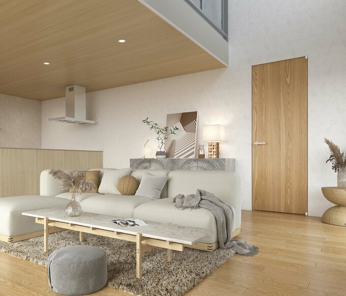 ナチュラルで明るい色合いと落ち着いた木目