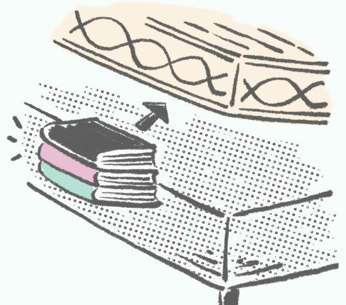 マットレスに本をはさむ