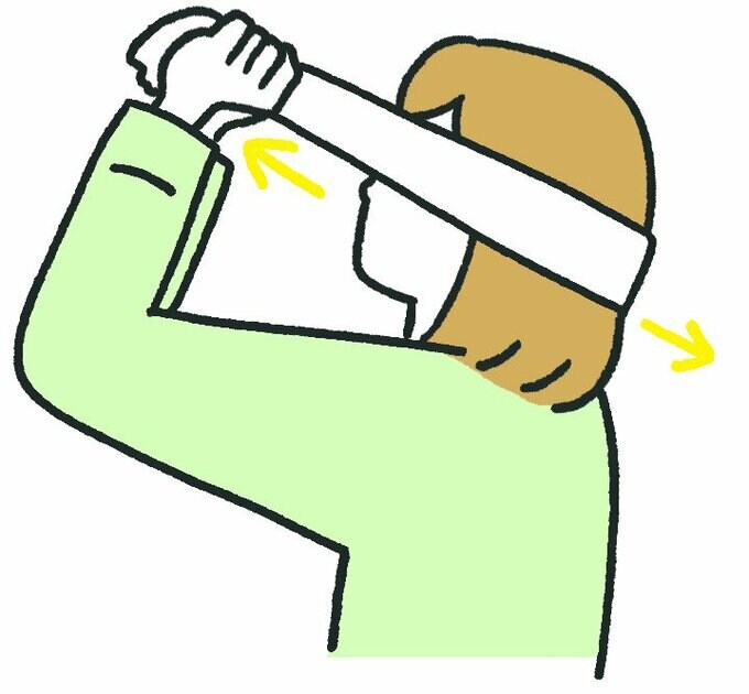 斜め上に引っぱる