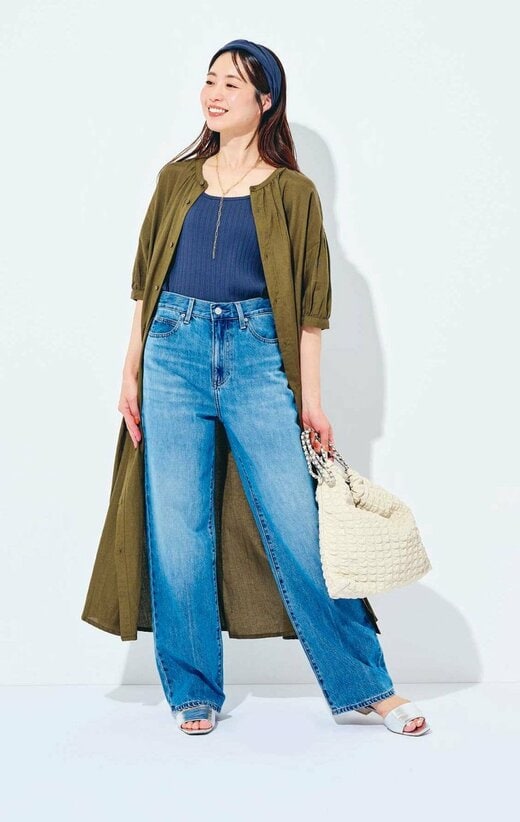 ワンピ×デニムコーデ