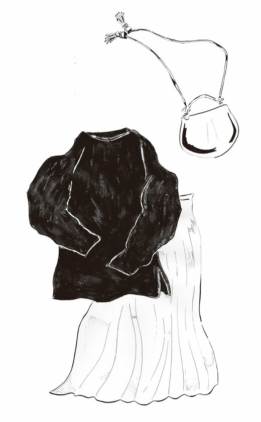 ざっくりニットと小物イラスト