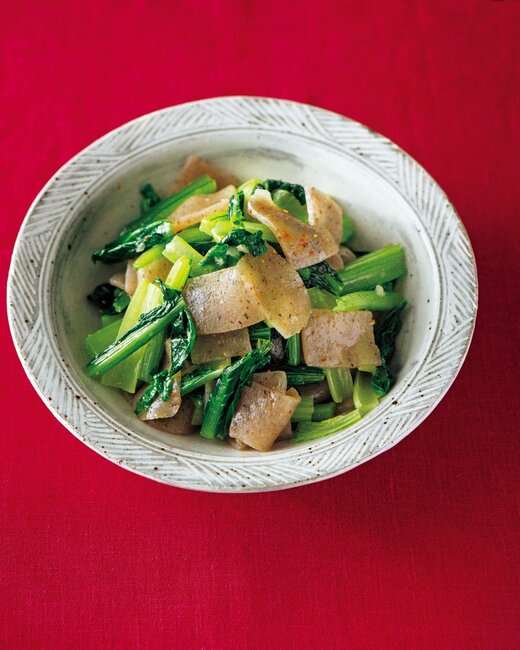 こんにゃくとコマツナのナムル