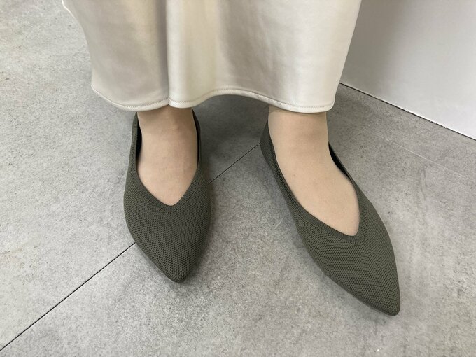GUのウォッシャブルニットフラットシューズ