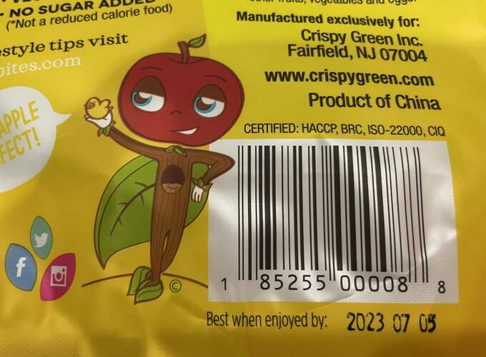 アメリカの賞味期限表示例