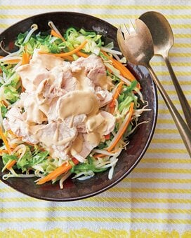 伝説の家政婦・志麻さんの鶏しゃぶサラダ。肉がやわらか、野菜もたっぷり