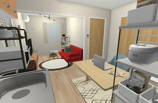 キッチン側からリビングを見たところ