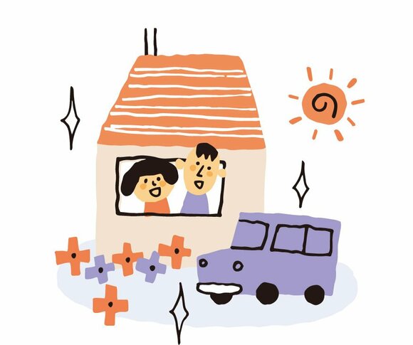 マイホームと車のイラスト