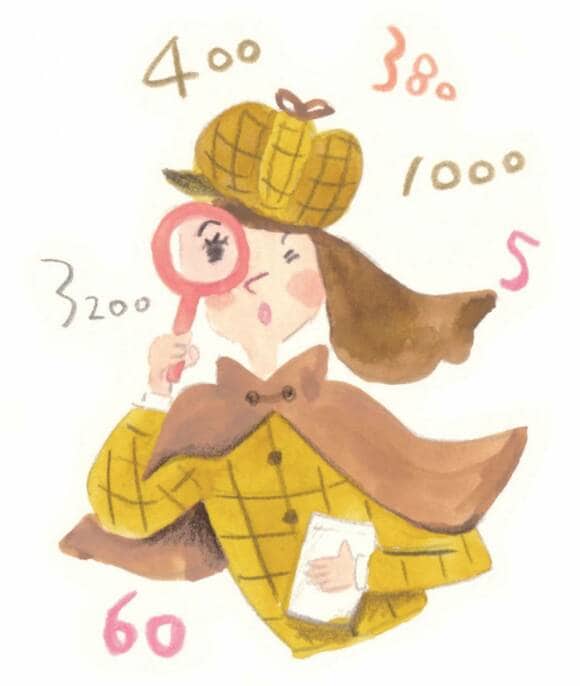 貯蓄を探偵のイメージでチェックするイラスト