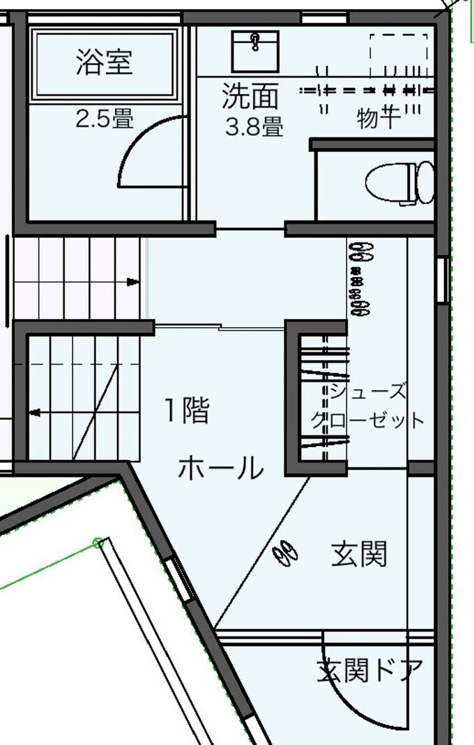 シューズクローゼットのある玄関間取り
