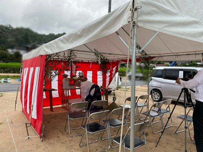 地鎮祭開始前の風景