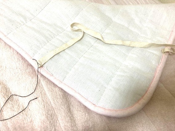 敷パッドのゴムを綿テープに