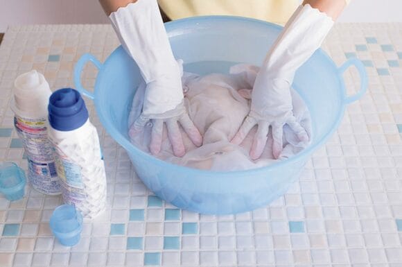 中性洗剤+液体酸素系漂白剤でつけおき