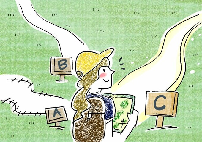 道を決める女性