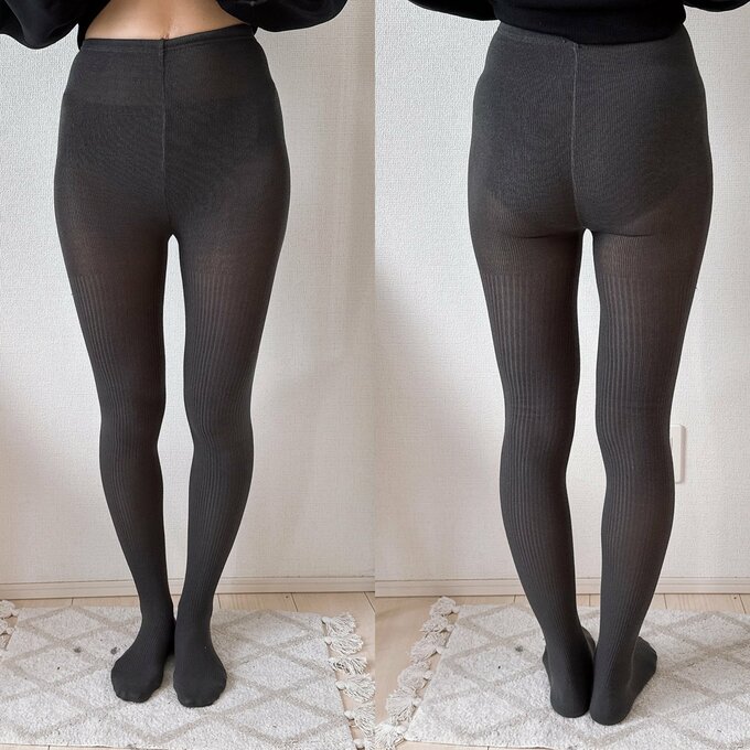 ヒートテックニットタイツ（リブ）着用