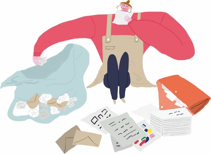 ものを捨てる女性イラスト