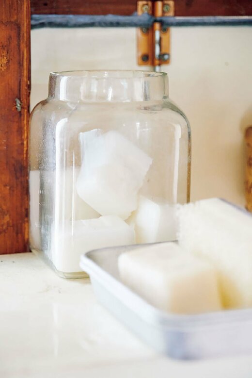 カットして保管した固形石けん