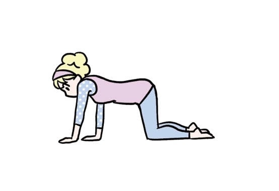 左手を右手の前側に移動する