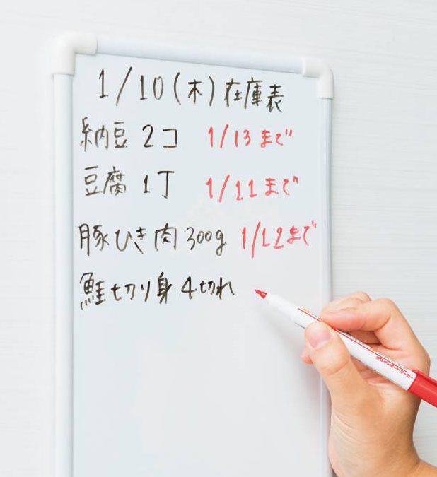 食材を書き出したボード