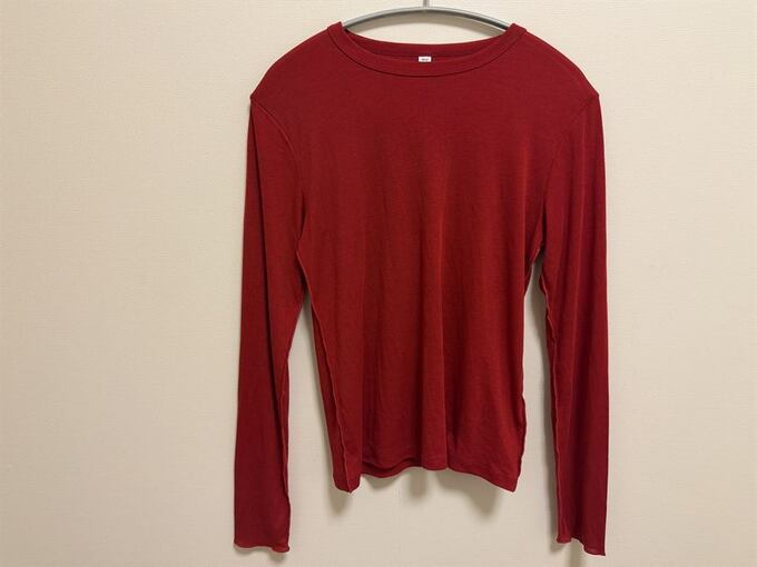 ・ソフトシアークルーネックT（長袖）RED　￥990