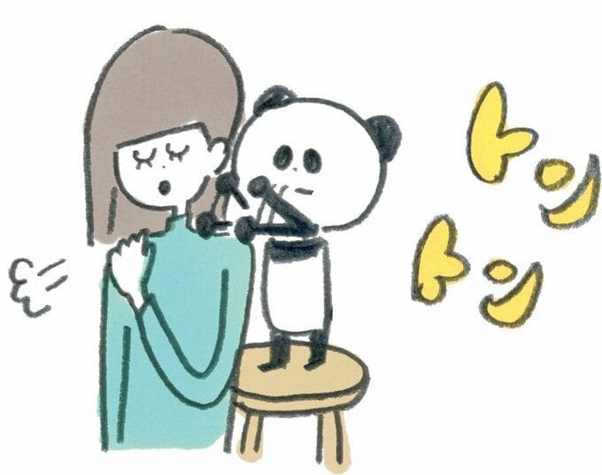 イラストパンダの肩たたき