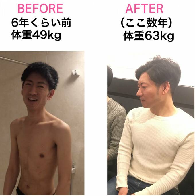 ゆきち先生の体重を比較する画像