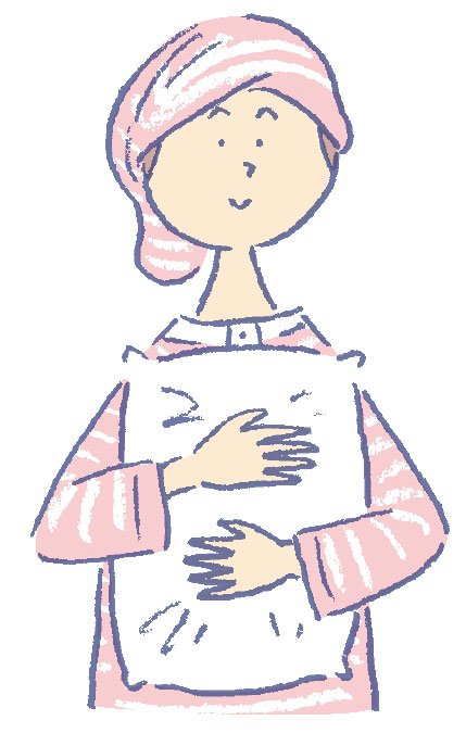 イラスト枕抱える人