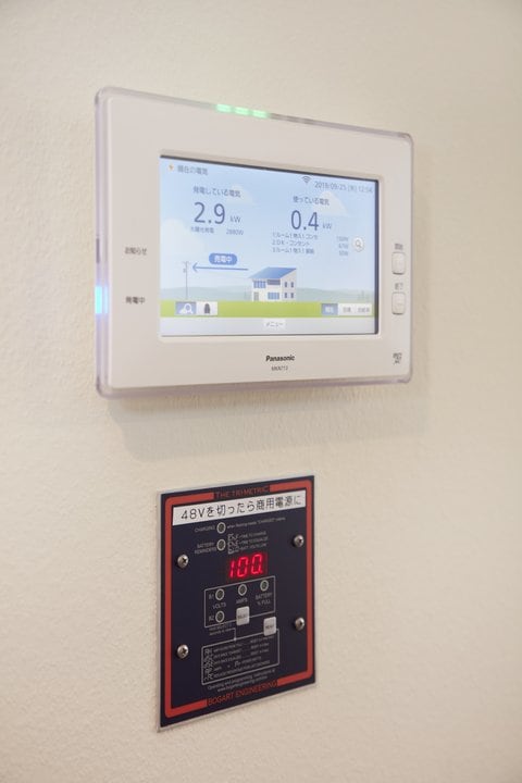 室内に設置されたモニターを見ると、「売電中」の文字が