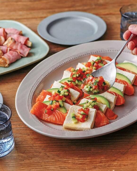 サーモンと豆腐のおかずカルパッチョ