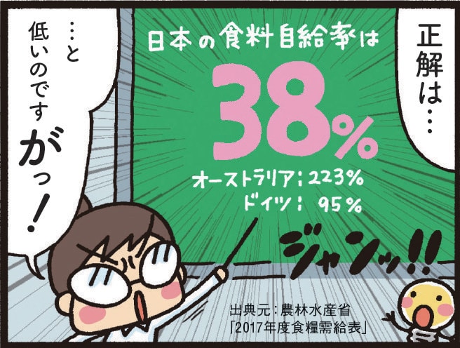 日本の食料自給率は38%