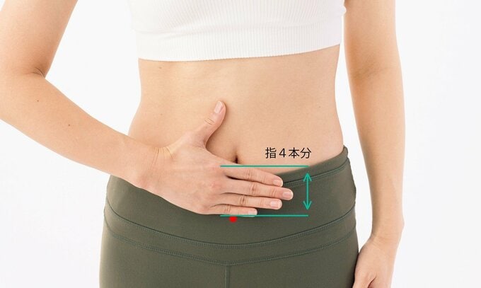 おへそから指4本分下がったところ