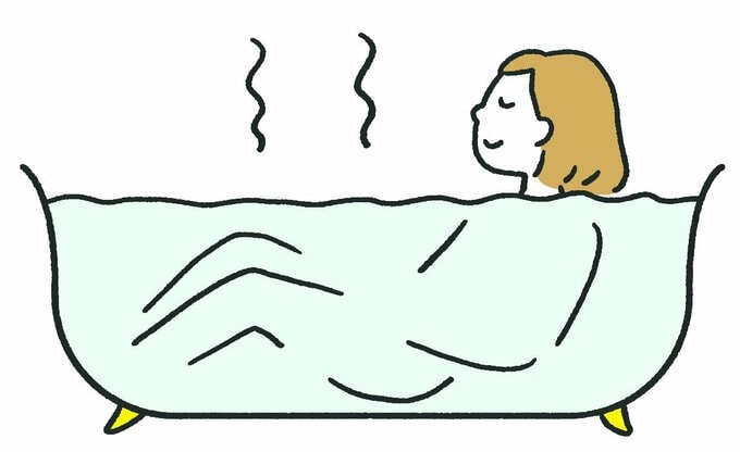 首までつかる