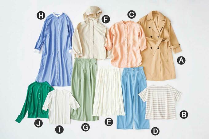 すべて7000円以下のユニクロ・GU・無印良品！春は「プチプラ服10着」で着まわす | ESSEonline（エッセ オンライン）