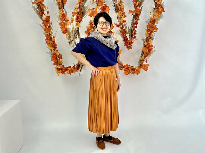 モデルを務めてくれたマミさんが着るワークマンの秋冬コーデ