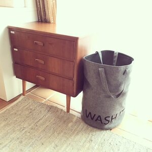 ランドリーバスケットを子どもが使いやすい位置に