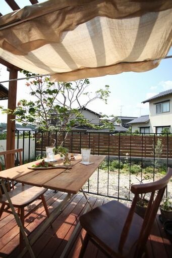 デッキスペースには外からの視線を遮る工夫が必要