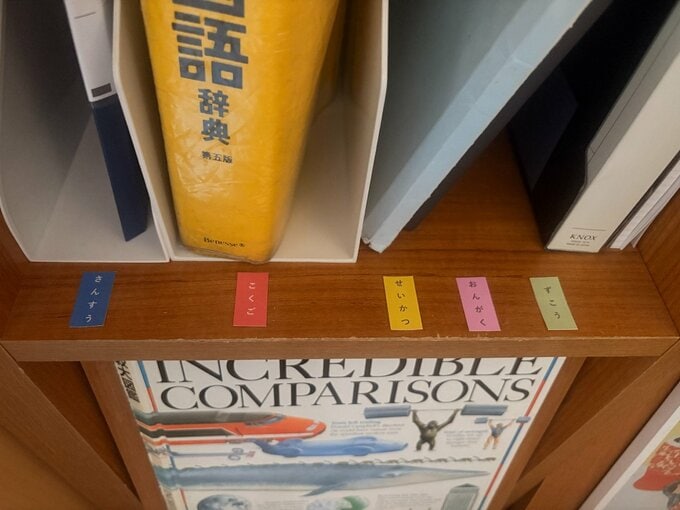 教科ごとのカラフルなラベル