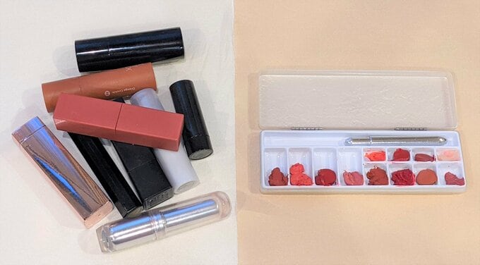 口紅と自作のパレット