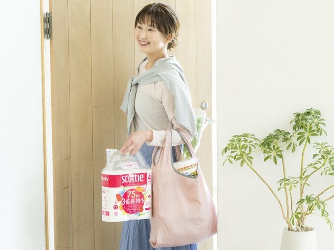 買い物帰りの竹本さん