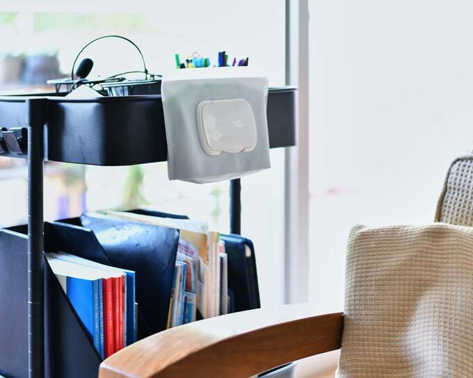 汚れやすい位置にウェットシートを置いている様子