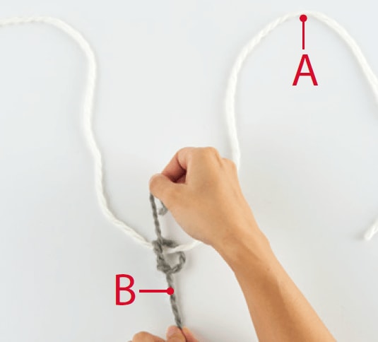 糸の中央でひとえ結び